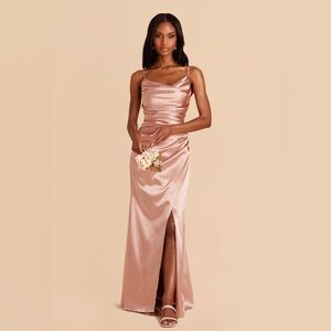 NWT BIRDY GREY Lydia Dress size XXL Shiny Satin Rose Gold MAXI GOWN BRIDESMAID